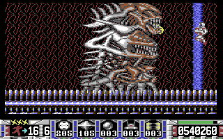 Turrican C64 — three-headed boss encounter